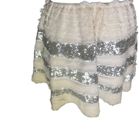 Free People cream colored skirt with lace and sequins.  Size M. Gorgeous - Picture 7 of 14